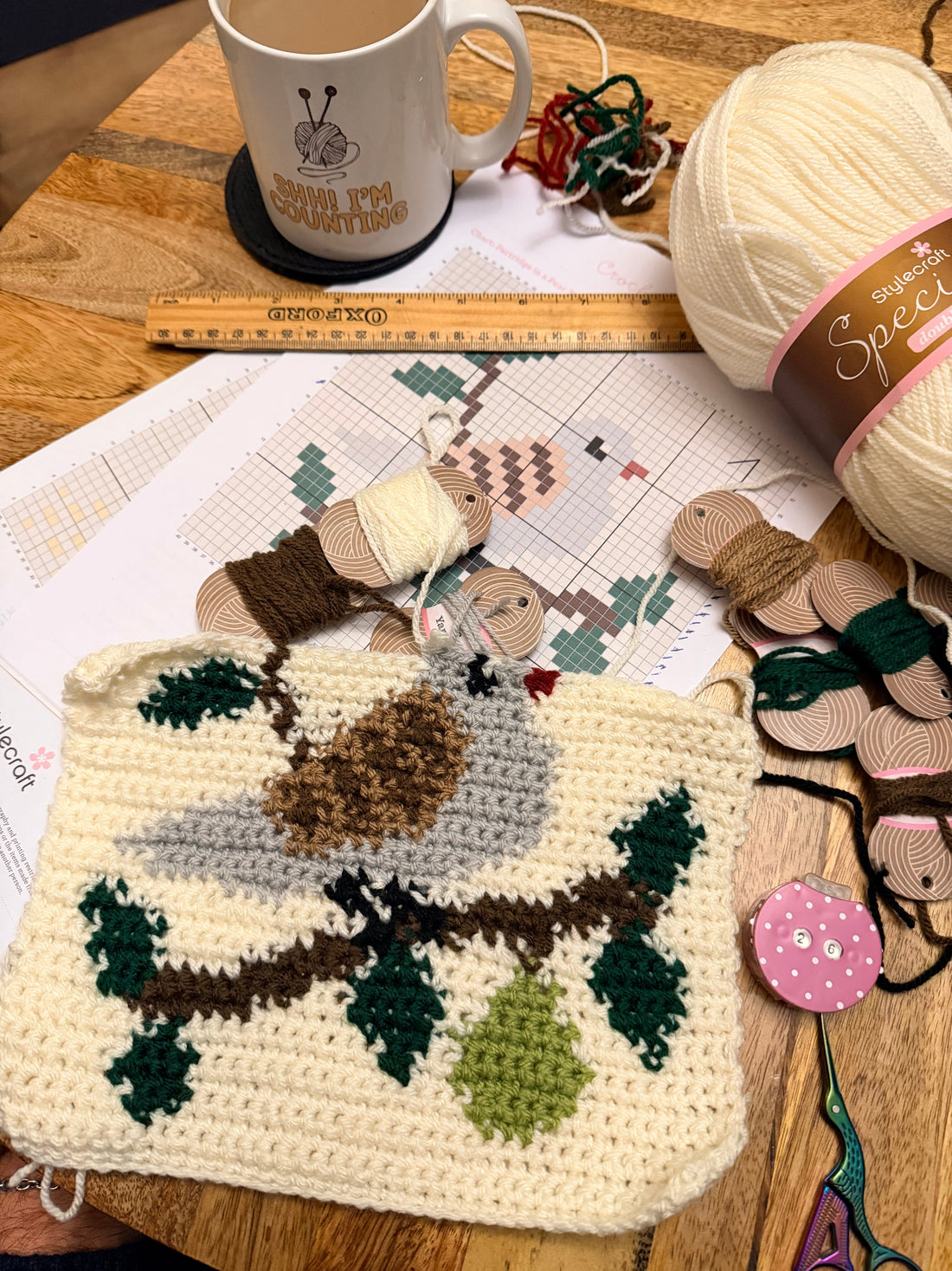 My 12 Days of Christmas CAL: Caffeine, Bobbins and a Partridge