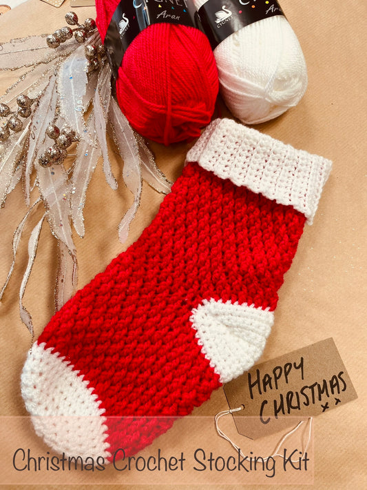 Christmas Crochet  Stocking Kit, Red